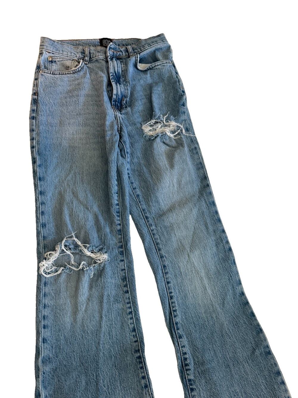 BDG Women’s Distressed Baggy Wide Leg Jeans Light Wash Ripped Knee Y2K